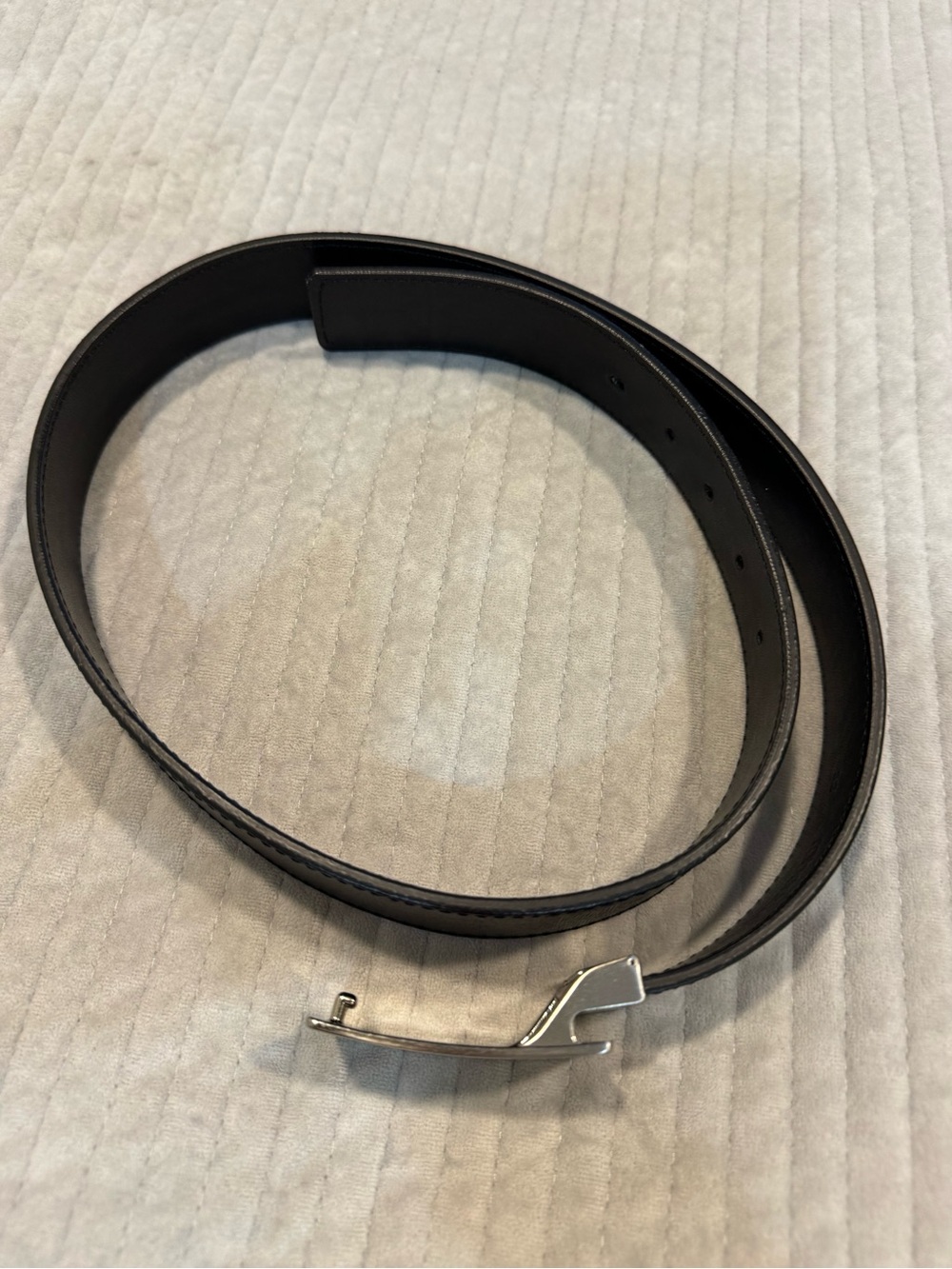 Roberto Cavalli Black Leather Belt with Silver Logo Plate - Picture 3 of 9